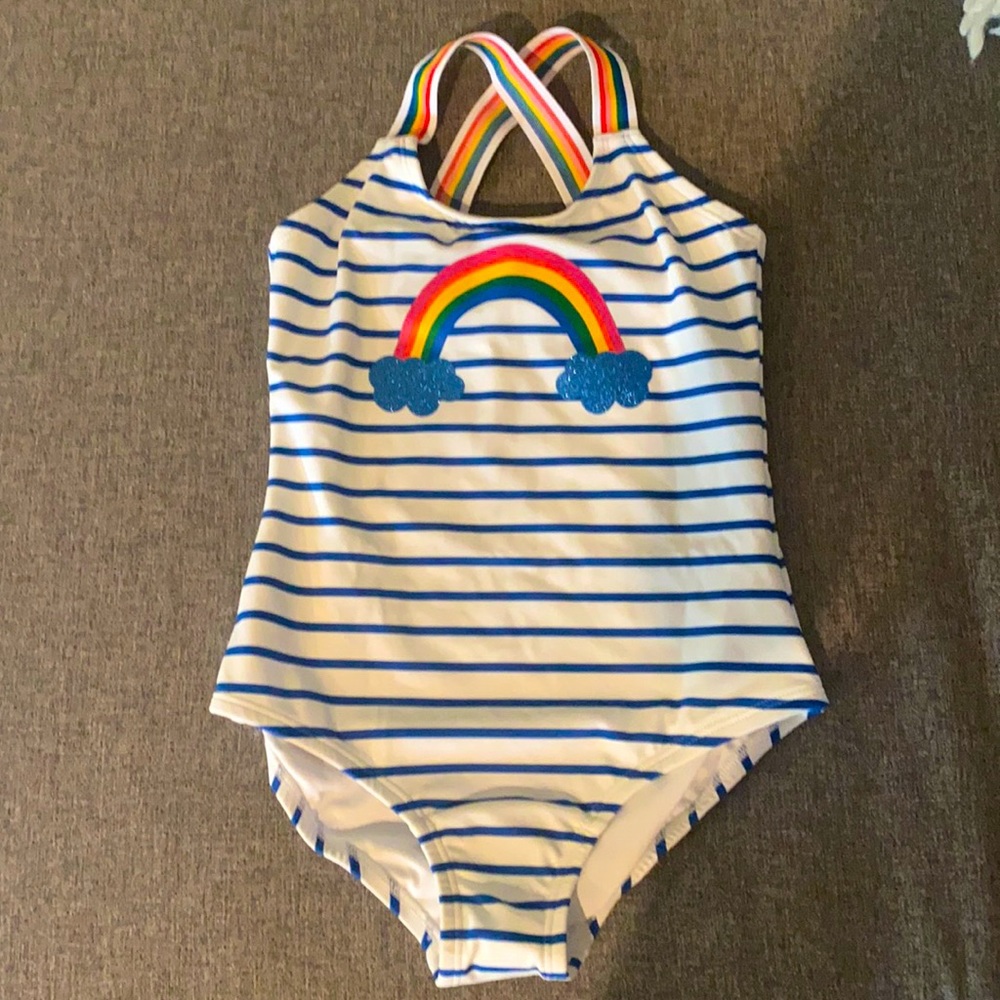 Super sweet swimsuit with rainbow straps.